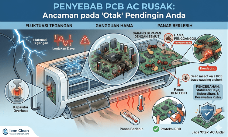Penyebab PCB AC Rusak Icon Clean
